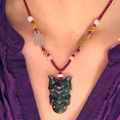 Jade Face Mask A Handcrafted Mens Jewelry For Him Unique Statement Necklaces Birthday Gift Bold Artistic Symbolism
