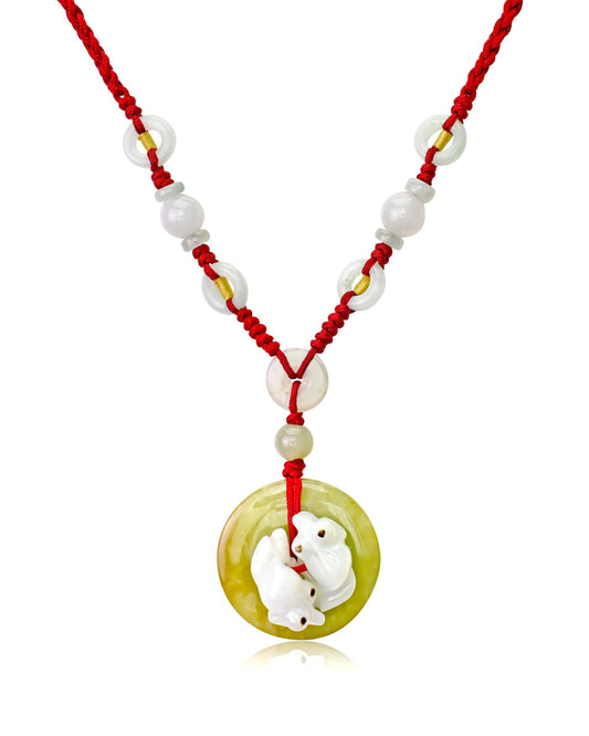Yellow Jade Fish Necklace Jade Pendant Round In Green Jade Jewellery For Success And Protection Anniversary Gift