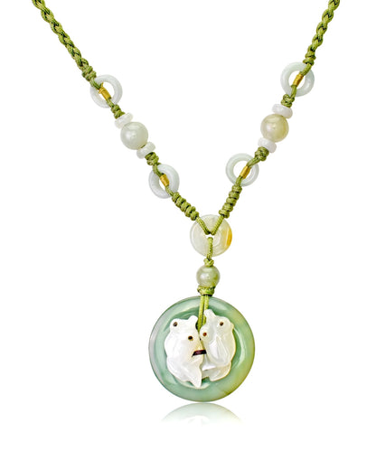 Green Jade Fish Necklace Jade Pendant Round In Green Jade Jewellery For Success And Protection Anniversary Gift