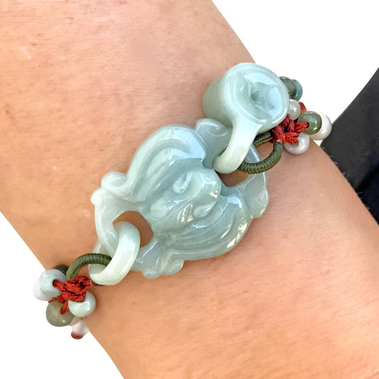 Women Jade Bat Pendant for Unisex Spiritual Bat a Healing Stone Bracelets For Good Luck Birthday Gift