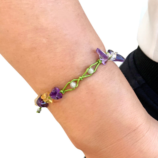 Women Amethyst Citrine Bracelet with Amethyst Stone for Her Purple Crystal Bracelet Symbolizing Prosperity and Joy