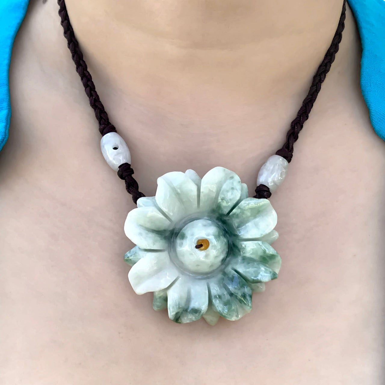 Radiate Joy with the Sunflower Floral Jade Pendant NecklaceNecklacesSerenity Jade