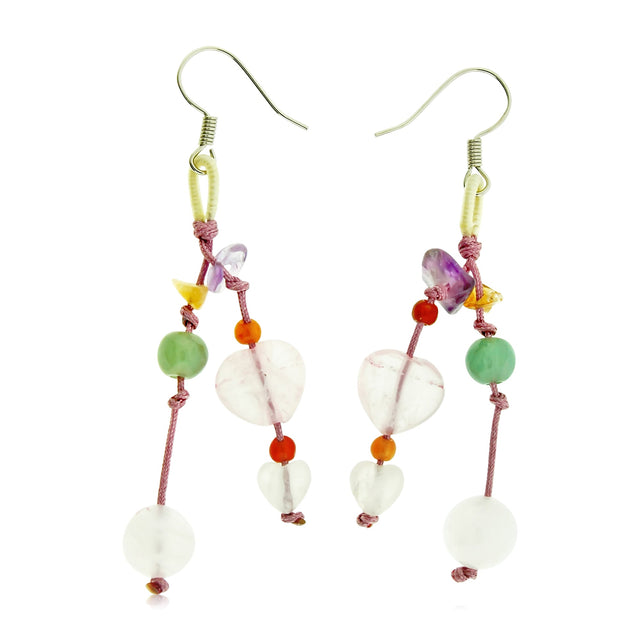 Radiate Love and Elegance: Hearts Rose Quartz Gemstone EarringsEarringsSerenity Jade