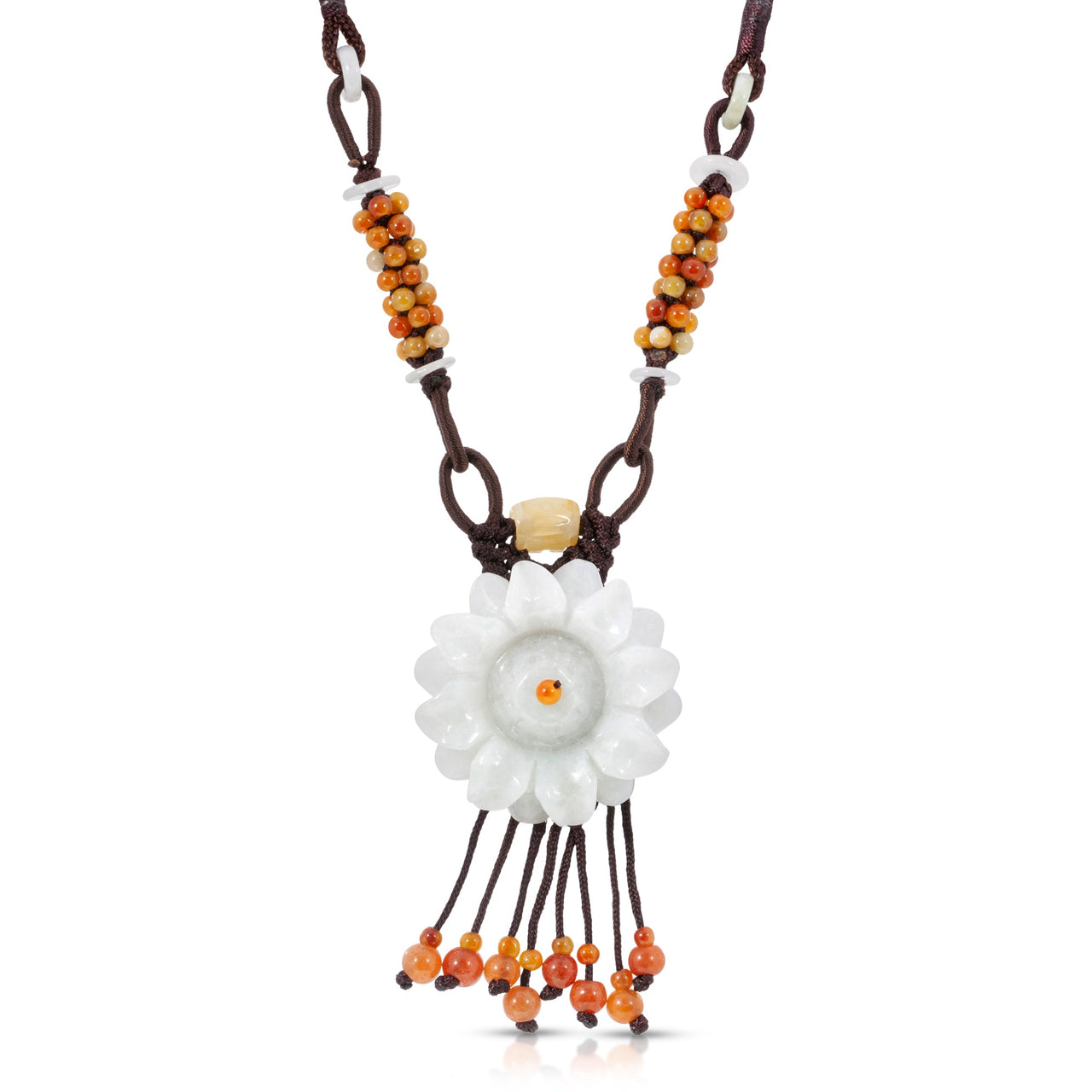 Radiate Summer Vibes with the Sunflower 100 Beads Floral Jade Pendant NecklaceNecklacesSerenity Jade