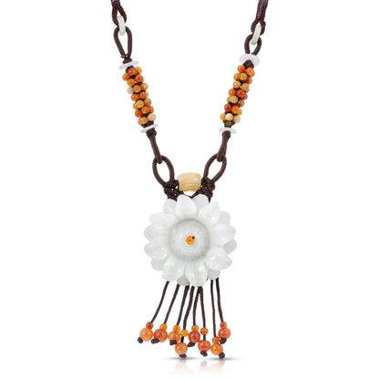 Handmade Sunflower Pendant Necklace A Jade Chain Necklace For Women Sunflower Jewelry For A Lovely Birthday Gift
