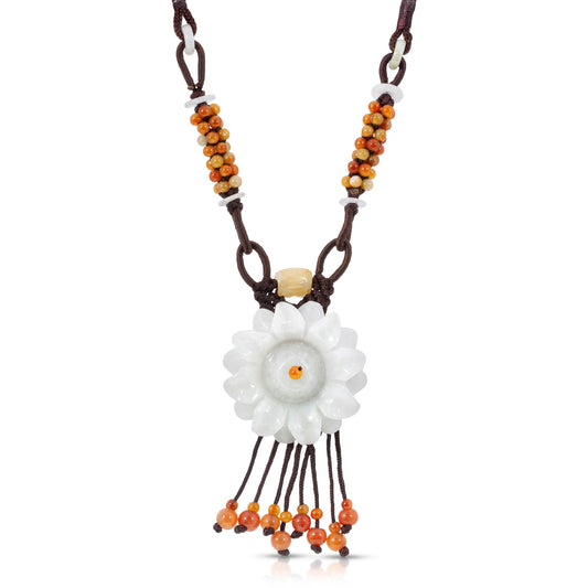 Handmade Sunflower Pendant Necklace A Jade Chain Necklace For Women Sunflower Jewelry For A Lovely Birthday Gift