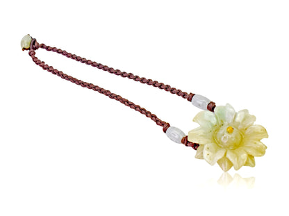 Handcrafted Women’s Sunflower Necklace a Jade Choker for Her Sunflower Pendants for Joy and Inner Strength Birthday Gift