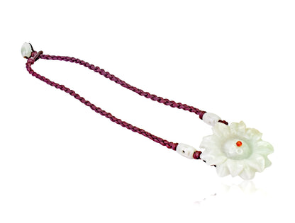 White Jade Women’s Sunflower Necklace a Jade Choker for Her Sunflower Pendants for Joy and Inner Strength Birthday Gift