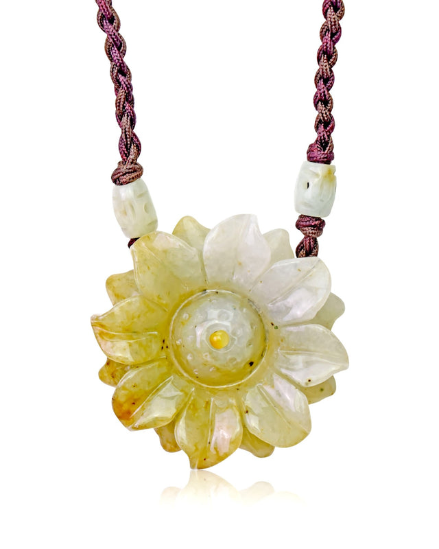 Handmade Women’s Sunflower Necklace a Jade Choker for Her Sunflower Pendants for Joy and Inner Strength Birthday Gift