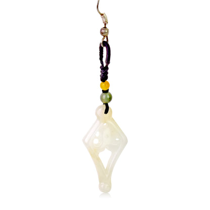 White Jade Diamond Shape Jewelry A Women’s Jade Earrings A Designer Statement Earrings Soulful Birthday Gift