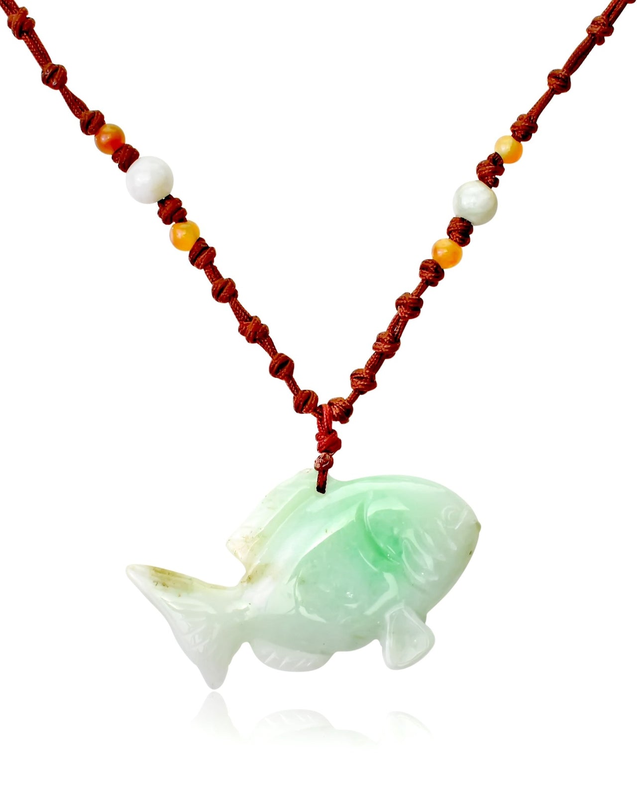 Set Sail in Style with the Hand - Carved Fish Jade Pendant NecklaceNecklacesSerenity Jade