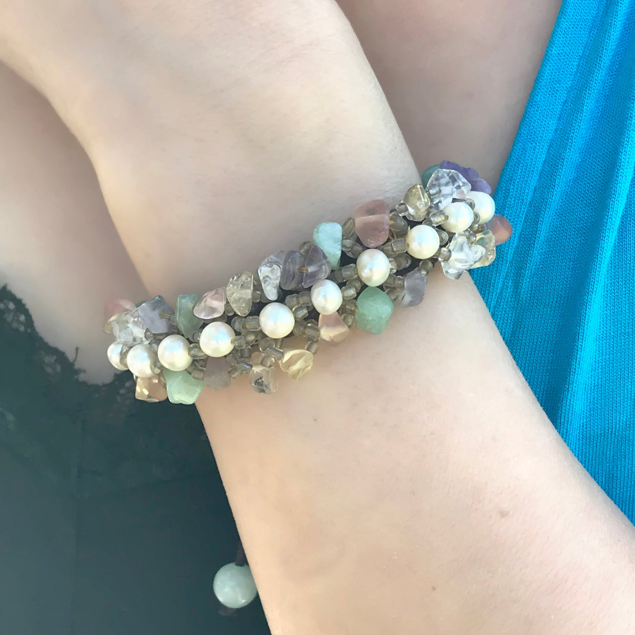 Shine Bright with Massive Pearl and Colorful Gemstones BraceletBraceletsSerenity Jade