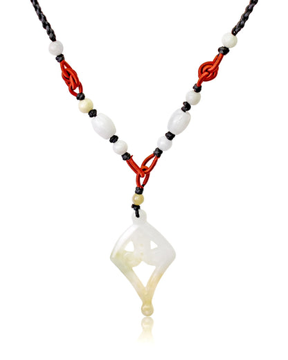 White Jade Diamond Shaped Jewelry An Anniversary Necklace For Women’s Handmade Jewelry An Unforgettable Anniversary Gift