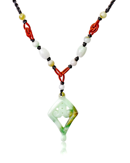 Green Jade Diamond Shaped Jewelry An Anniversary Necklace For Women’s Handmade Jewelry An Unforgettable Anniversary Gift