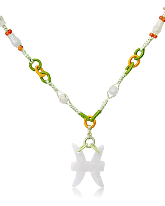 Pisces Birthstone Necklace For Unisex Pisces Zodiac Jewelry a Pisces Pendant For Birthday Gift