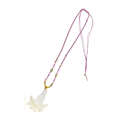 Bellflower Rapido Blue a Chunky Flower Necklace in Lavender Jade Pendant Uplifting Mother's Day Gift