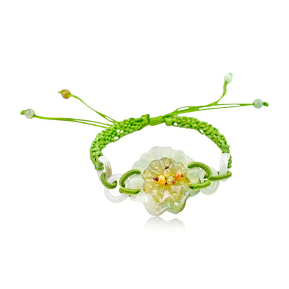 Trendy Hawaiian Flower Bracelet a Hibiscus Flower for Women Jade Bracelet Jewelry Anniversary Gift for Elegance and Beauty