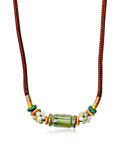 Green JadeMystical Beaded Tube Necklace a Classic Statement Jewelry for Women Tube Necklace Mother’s Day Gift