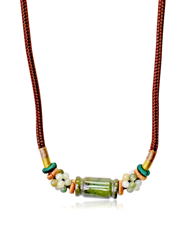Green JadeMystical Beaded Tube Necklace a Classic Statement Jewelry for Women Tube Necklace Mother’s Day Gift