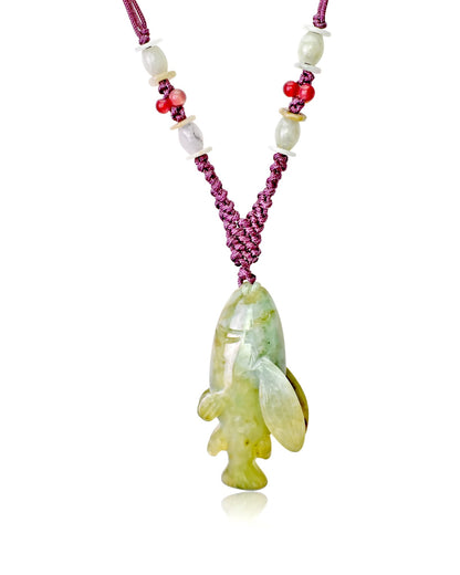 Trout Necklace an Ocean Jewellery Green Jade Stone Necklace Unisex for Peace and Flow Birthday Gift