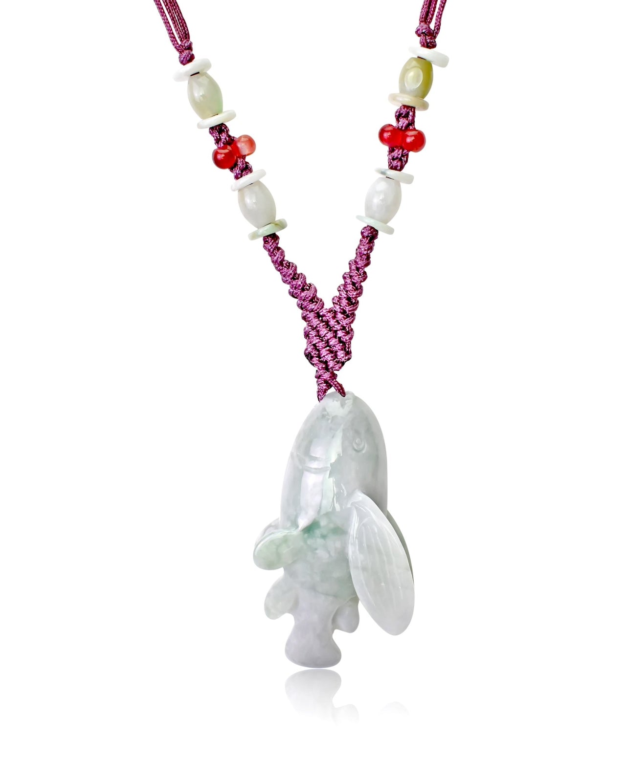 Men Trout Necklace an Ocean Jewellery Green Jade Stone Necklace Unisex for Peace and Flow Birthday Gift