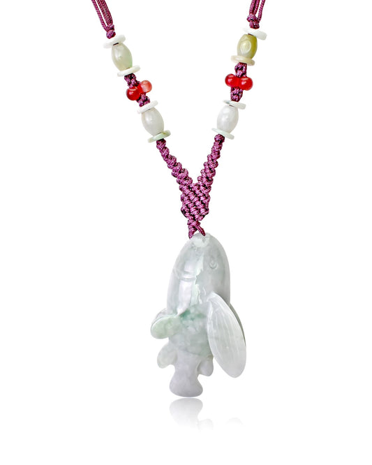 Men Trout Necklace an Ocean Jewellery Green Jade Stone Necklace Unisex for Peace and Flow Birthday Gift