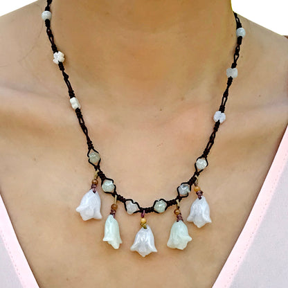 Women Purple Canterbury Bells A Floral Necklace Chain For Her Flower With Necklace Anniversary Gift With Romantic Elegance