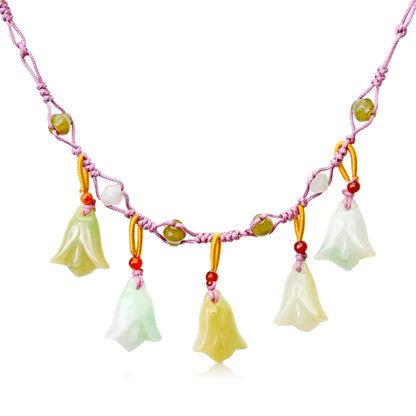 Handmade Purple Canterbury Bells A Floral Necklace Chain For Ladies Flower With Necklace Timeless Anniversary Gift