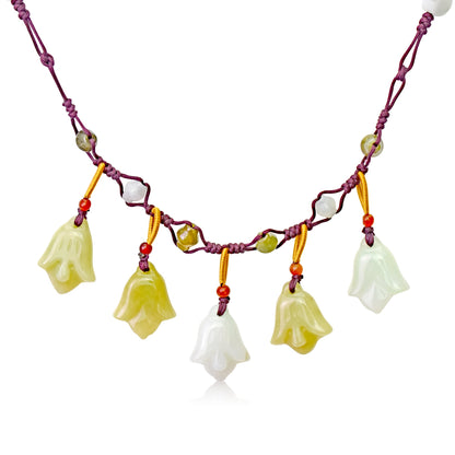 Handcrafted Purple Canterbury Bells A Floral Necklace Chain For Ladies Flower With Necklace Timeless Anniversary Gift