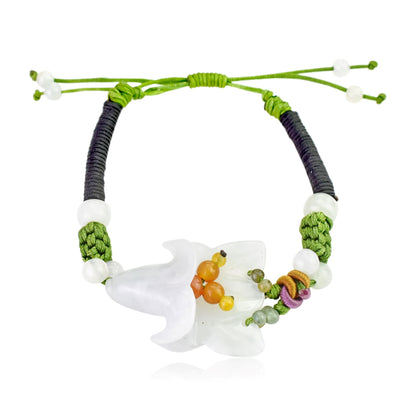 Green Jade Designer Bellflower Campanula Valentines Bracelet For Her Bracelet Designs For Women A Passionate Anniversary Gift