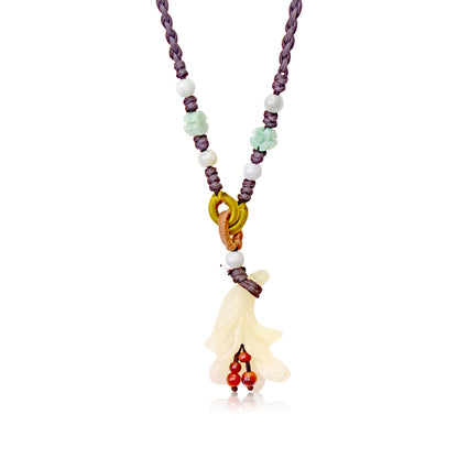 Peach Leaf Bellflower a Yellow Flower Necklace for Her Engraved Necklace Birthday Gift Attracting Joy and Inner Peace