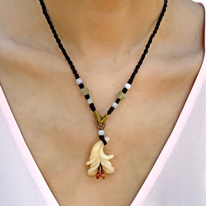Women Peach Leaf Bellflower a Yellow Flower Necklace for Her Engraved Necklace Mother's Day Gift for Joy and Inner Peace