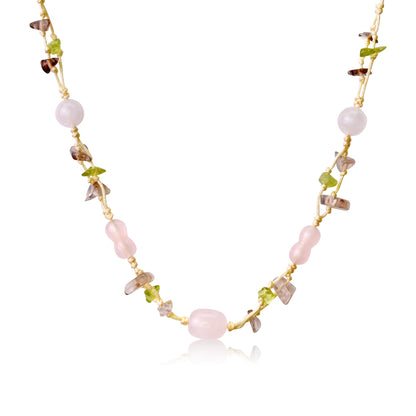 Rose Quartz Bead Necklace A Pink Bead Necklace For Women Peridot Necklace For Compassion and Joy