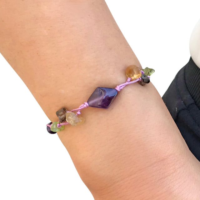 Step into a World of Enchantment with the Amethyst Diamond - Shaped Gemstone BraceletBraceletsSerenity Jade