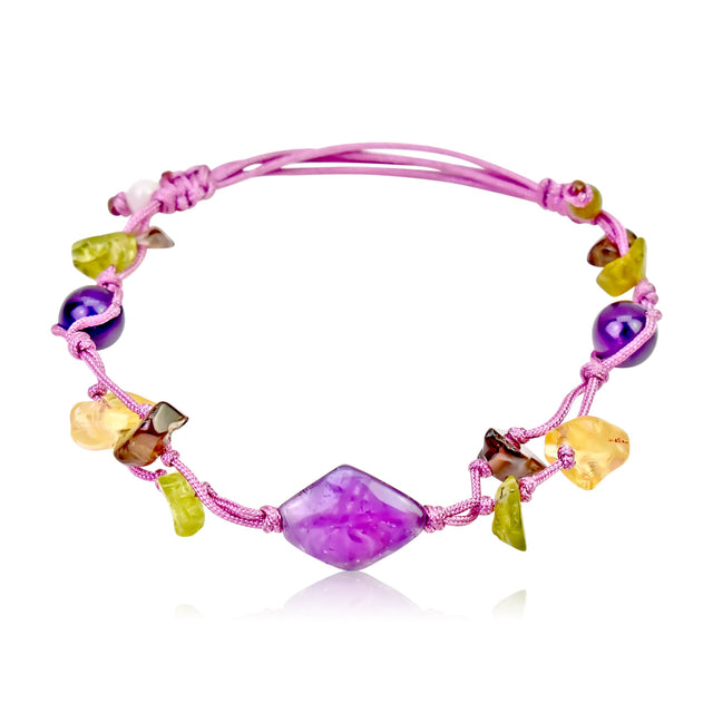 Step into a World of Enchantment with the Amethyst Diamond - Shaped Gemstone BraceletBraceletsSerenity Jade