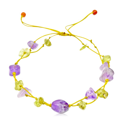 Peridot and Amethyst Jewelry for Women Amethyst Peridot Uplifting Bracelet Energy Stone Attracting Happiness and Success