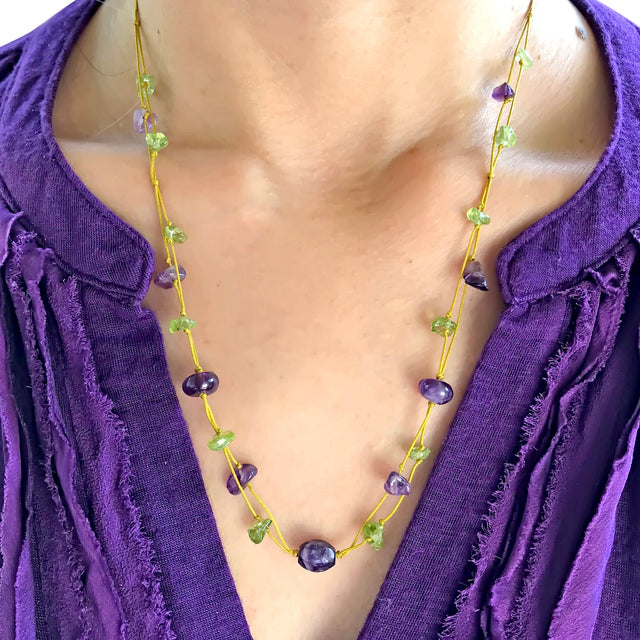 Step into Vibrancy with the Peridot and Amethyst Gemstone NecklaceNecklacesSerenity Jade