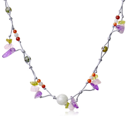 Beads of Jade for Women’s Amethyst Necklace a Purple Amethyst Necklace for Centered Energy, Love and Timeless Elegance