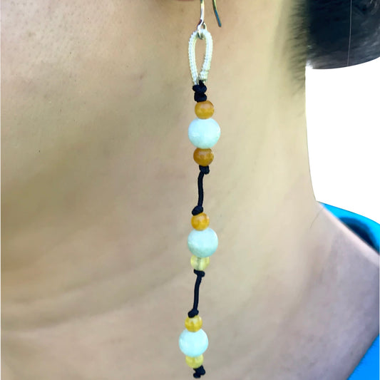 Ladies Round Bead Earrings A Long Earrings For Women Beaded Handmade Earrings Calming Energy Anniversary Gift