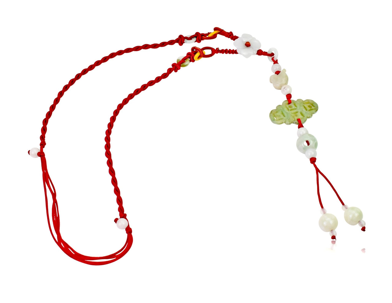Transform Tradition into Style with the Eternity Knot & Flower Jade Pendant NecklaceNecklacesSerenity Jade