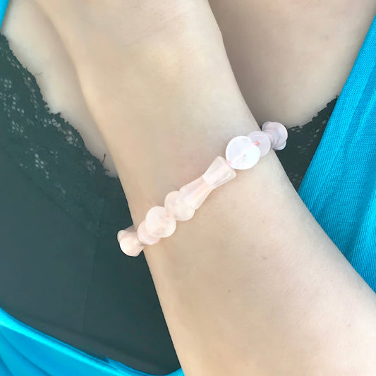Pink Quartz Crystal Bracelet a Gemstone Bracelet Beads for Self-Love Mystical Healing Bracelet Rose Quartz Jewelry Gift