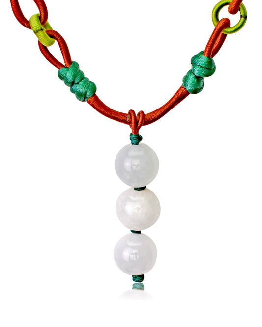 White Jade Beads Necklace For Mom Unique Necklace Chain For Luck And Protection Birthday Gift