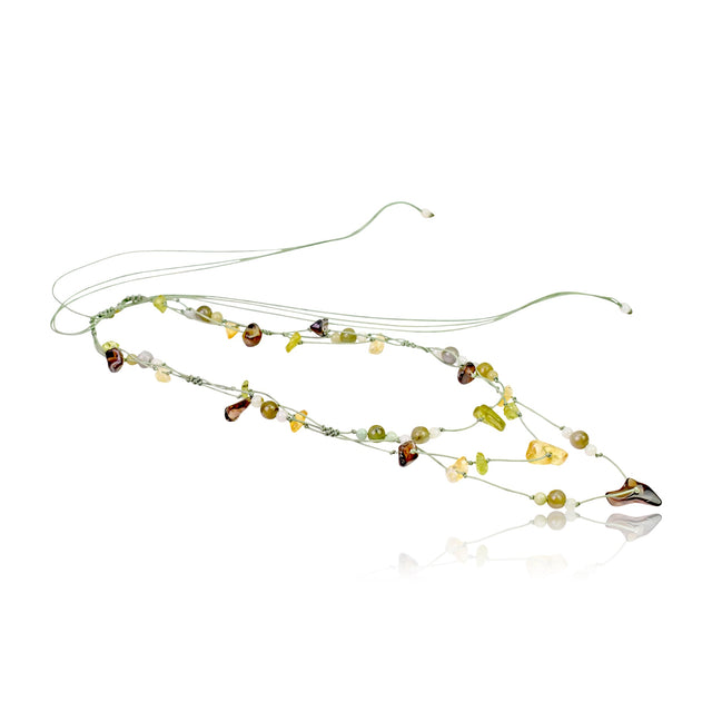 Multi Color Stone Necklace a Beaded Gemstone Necklace Birthday Gift Celebrating Love, Happiness and Success
