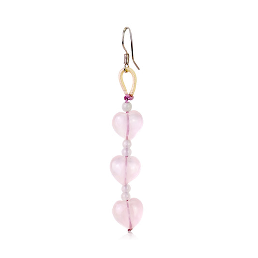 Pink Heart Earrings A Valentine Earrings For Her Quartz Heart Love And Serenity Valentine's Day Gift