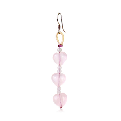 Pink Heart Earrings A Valentine Earrings For Her Quartz Heart Love And Serenity Valentine's Day Gift