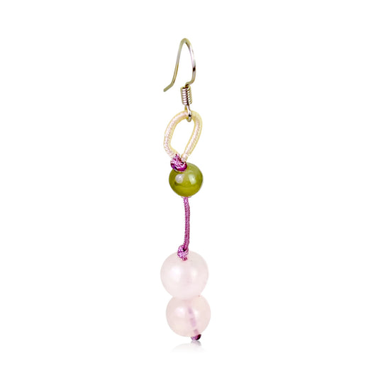 Rose Quartz Beads A Short Dangle Earrings For Her Cute Pink Earrings Romantic Love Anniversary Gift