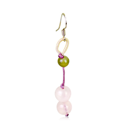 Rose Quartz Beads A Short Dangle Earrings For Her Cute Pink Earrings Romantic Love Anniversary Gift