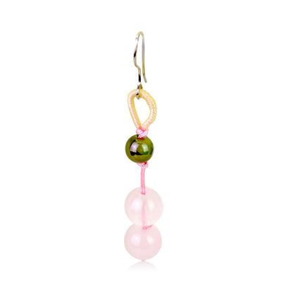 Rose Quartz Beads A Short Dangle Earrings For Her Cute Pink Earrings Romantic Love Valentine’s Day Gift