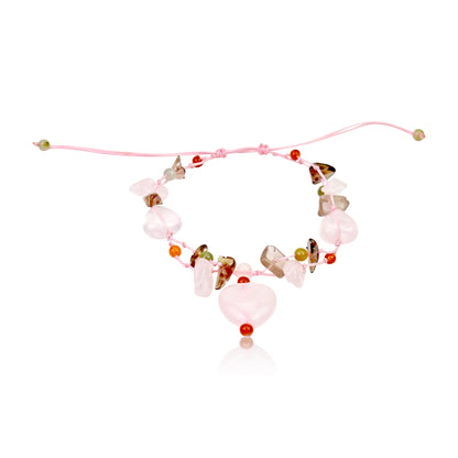 Enchanting Rose Quartz Bracelet A Pink Rose Quartz Heart For Women’s Black Onyx Bracelet For Love, Protection, And Success