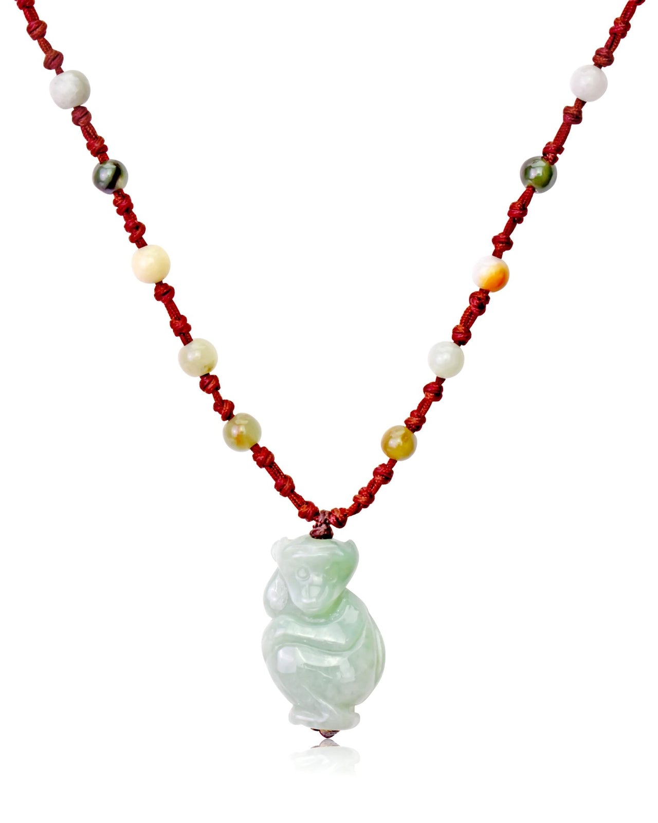 Monkey Necklace Birthday Gift With Joyful Energy for Year of The Monkey a Monkey  Charm made of Jade Necklace